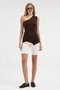 Women's Off-Shoulder Brown Asymmetrical Blouse - 3