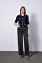 Striped Detail Tricot Cardigan Navy Blue - 2