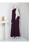 Knitwear Collar and Skirt Two-Piece Set with Stones in Plum Color - 7