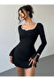 Women's Black Long Sleeve Mini Stylish Comfortable New Season Dress - 2