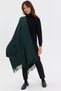Women's Corner Patterned Colorful Floral Embroidered Tasseled Wool Shawl Green