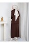 Knitwear Collar and Stone-Embellished Skirt Two-Piece Set Brown - 7