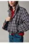 Oversized Checkered Stand-Up Collar Women's Puffer Coat. - 2