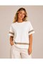 Women's New Season Guipure Stripe Detailed Modern Crew Neck T-Shirt – Stylish Design