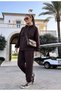 Kangaroo Pocket Modal Sweatpants Set – Hooded Brown - 4