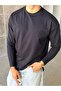 Side Slit Detailed Oversized Long Sleeve Sweatshirt m - Dark Navy Blue - 4