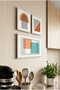 Tile Tones and Turquoise Detailed Abstract Linear – 3-Piece Home, Bathroom, and Coffee Corner Mdf Painting Set - 4
