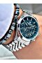 Royal Men's Watch Bracelet Gift Set - Silver Color Steel Band Turquoise Dial - 3