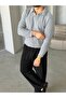Soft Textured Polo Collar Knit Sweater m - Gray