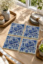 Glass Coaster |   Ribbed Glass |   Azure Garden |   4-Piece Set |   10cm X 10cm - 3