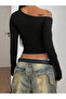 Women's Long Sleeve Boat Neck Ring Detail Slim Fit Bodysuit - 4