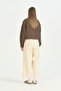 Floral Patterned Crop Quilted Jacket - Brown - 4
