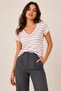 Women's V-Neck Short Sleeve Striped T-Shirt