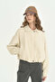 Floral Patterned Crop Quilted Jacket - Cream - 2