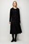 Women's Crew Neck Glittery Striped Knitwear Jacket Black - 4