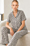 Women's Short Sleeve Comfortable Gray Pajama Set 4731 - 4