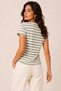 Women's V-Neck Short Sleeve Striped T-Shirt - 3