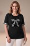 Sequin Leopard Patterned Ribbon Embroidered T-Shirt