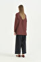 Thin Quilted Brooch Jacket - Burgundy - 4