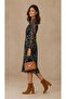 Women's Double Breasted Collar Curve Flounce Flexible Tulle Long Sleeve Stylish Plus Size Patterned Dress - 4