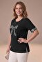 Sequin Leopard Patterned Ribbon Embroidered T-Shirt - 2