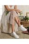 Women's Ecru Sparkling Stone-Plated Tulle Lace-Up Bridal Sneakers