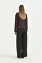 High Neck Basic Blouse - Plum - 4