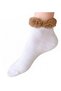 Special Plush Bowknot Rubber Detail, Perfumed, Soft Washable Lycra Combed Cotton Booties, White - 2