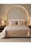 Beige 4 Piece Geometric Burnout Velvet Comforter Set (King Size) 220x240cm - 2