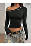 Women's Long Sleeve Boat Neck Ring Detail Slim Fit Bodysuit