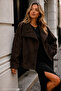 Women's Dark Brown Velvet Wide Cut Oversize Jacket-0050840367