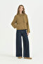 Pile Zipper Detailed Crop Jacket - Olive
