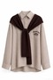 Striped Shirt with Tie Detail - Brown - 2