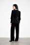Black Judge Collar Buttoned Velvet Jacket - 4