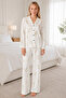 Women's Patterned White Pajama Set 4674 - 6