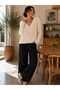 Women's Full Beardy Furry V-Neck 4-Button Stylish Knitwear Jacket Cardigan - 8