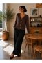 Women's Full Beardy Furry V-Neck 4-Button Stylish Knitwear Jacket Cardigan - 6