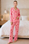 Women's Lip Patterned Pink Pajama Set 4677 - 2
