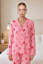 Women's Lip Patterned Pink Pajama Set 4677 - 4