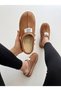 Suede Stylish Women's Home Shoes with Ribbon Decoration - Closed Toe, Plush Inside, Comfortable Sole, Home Slippers - 2