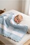 80X80 Cm, Hand-Knitted, Blue-White, Cotton Baby Blanket
