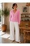Women's Full Beardy Furry V-Neck 4-Button Stylish Knitwear Jacket Cardigan - 8