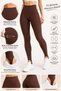 Women's Brown High Waist Gathering Stirrup Leggings with Underfoot Bands for Sports and Casual Wear - 6