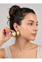 Cream Stone Gold Framed Large Oval Earrings - 2