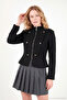 Hakim Lapel Button Detailed Napoleon Cashmere Jacket Women's Cashmere Jacket 611Ce090 - 4