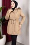Detachable Hooded Fur and Welsoft Lined Hijab Coat 85cm - Mink - 3