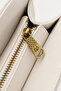 Quilted Embroidered Chain and Folding Lock Detailed Women's Large Stylish Shoulder Bag Cream - 5