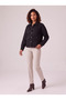 Women's Black Cotton Lycra Jacket with Snap Pocket Detail - 4
