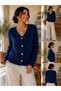 Women's Full Beardy Furry V-Neck 4-Button Stylish Knitwear Jacket Cardigan - 8