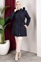 Detachable Hooded Fur and Welsoft Lined Hijab Coat 85cm - Navy Blue - 6